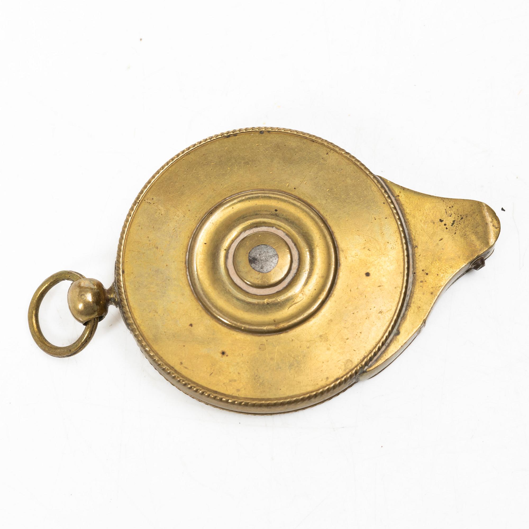 Two percussion cap containers 199th century, and two powder horns.
