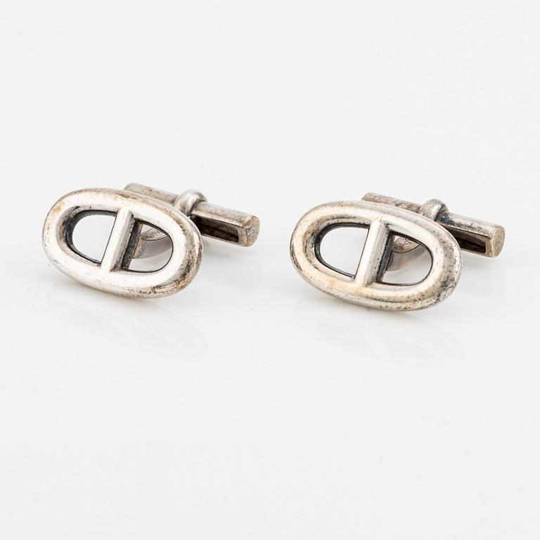 Hermès, cufflinks, one pair, silver.