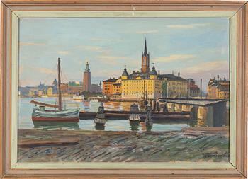 Gunnar Zetterström, Vy mot Stadshuset och Riddarholmen, Stockholm.