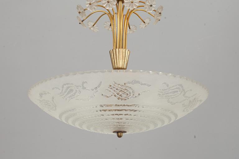 TAKLAMPA, troligen Orrefors, 1900-talets mitt.