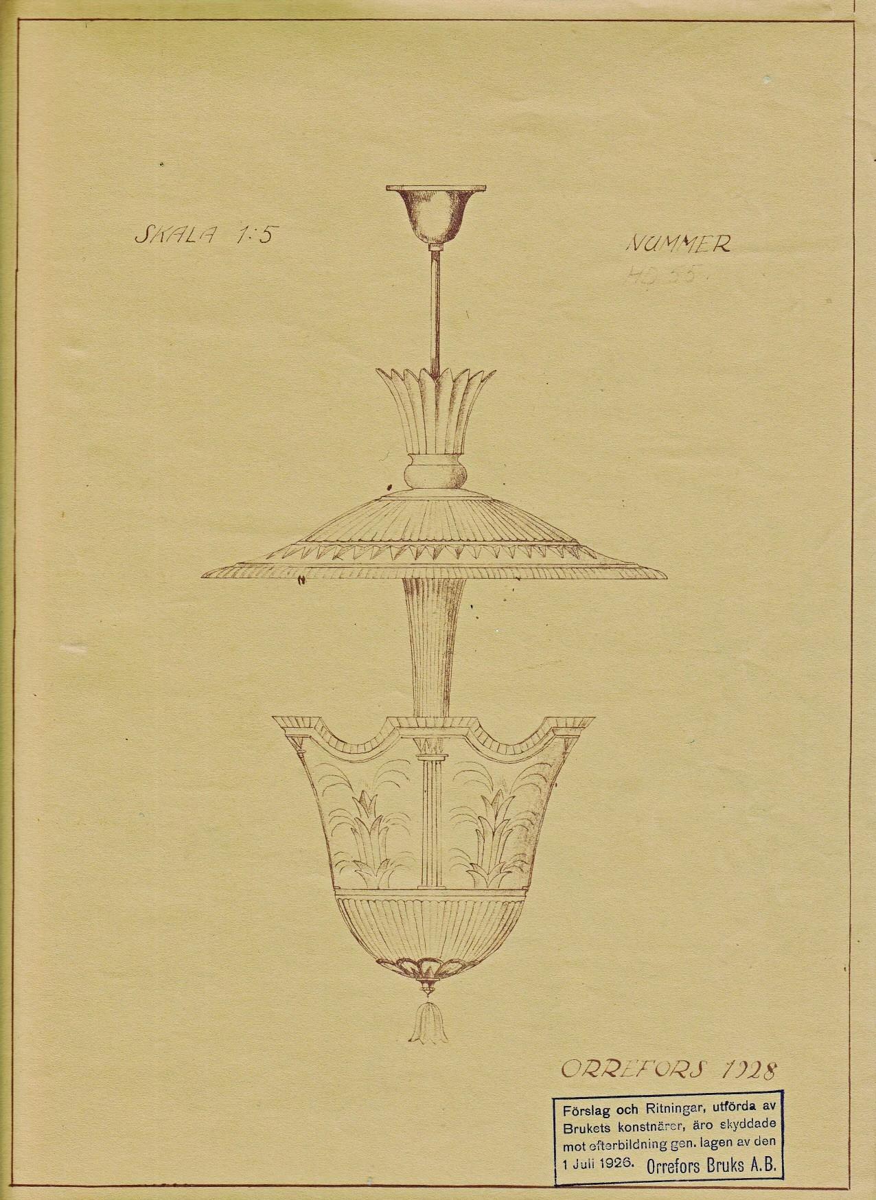 Edward Hald, a chandelier model "HD 55", Orrefors, ca 1928.