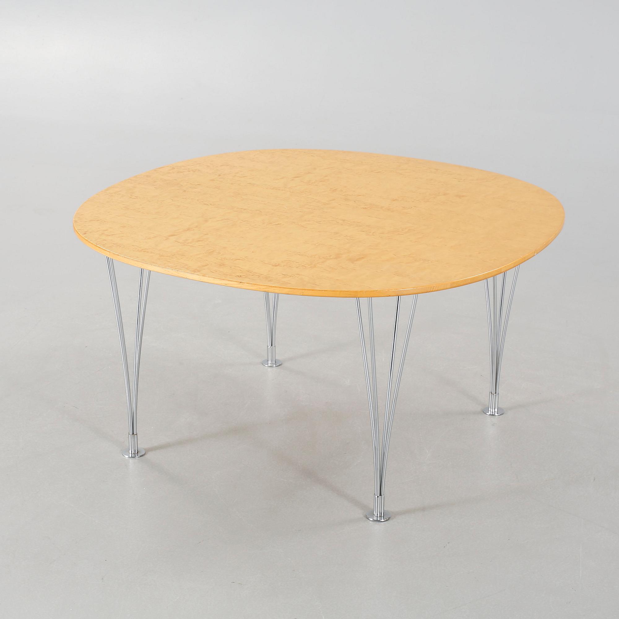 A coffee table named "Supercirkel", designed by Piet Hein and Bruno Mathsson.