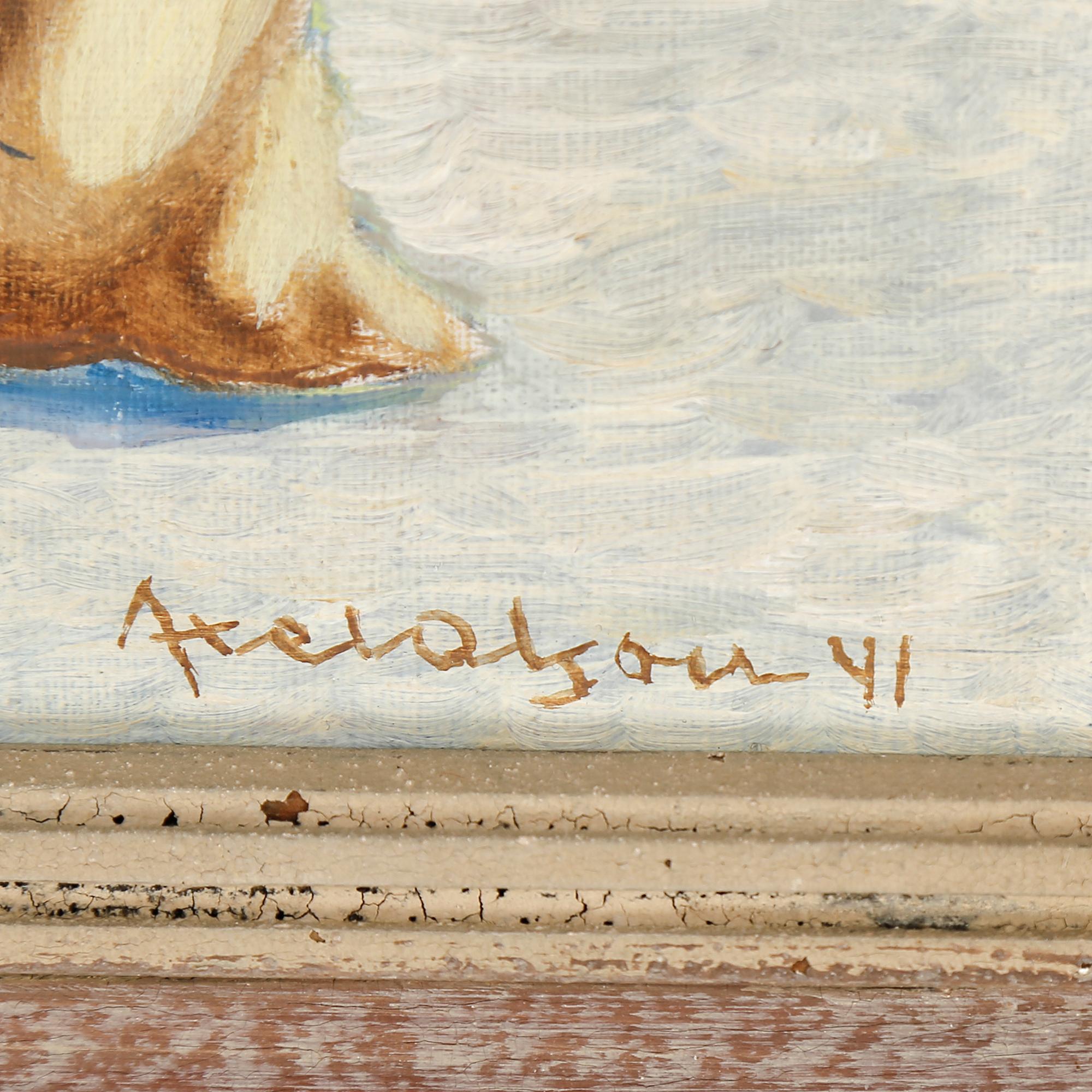 AXEL OLSON, olja på duk, signerad och daterad -41."Interiör".