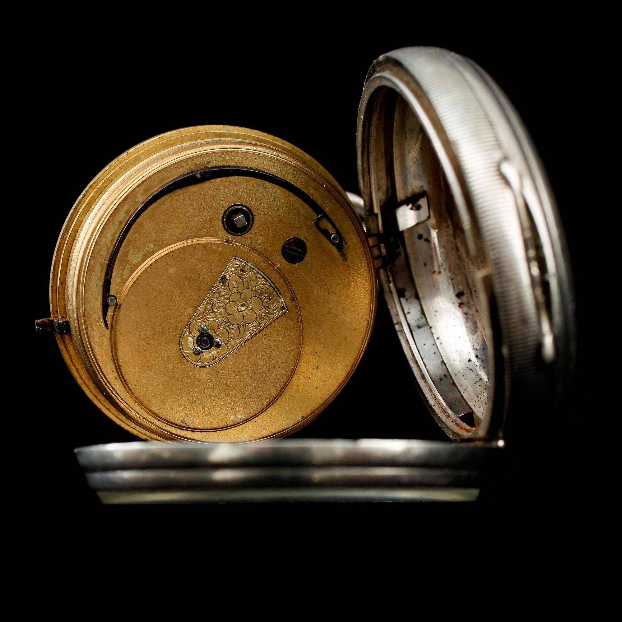 FICKUR, 3 st, silver, bl a England, 1800-tal.