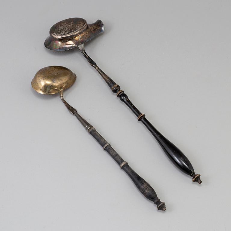 Two soup ladles, 19th century.