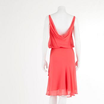 DIANE VON FURSTENBERG, a coral silk dress, US size 8.
