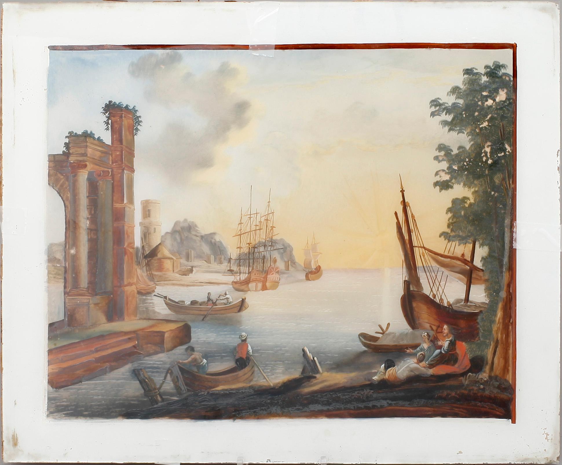 OKÄND KONSTNÄR, olja på glas, ej signerad, Italien, 1800-tal.