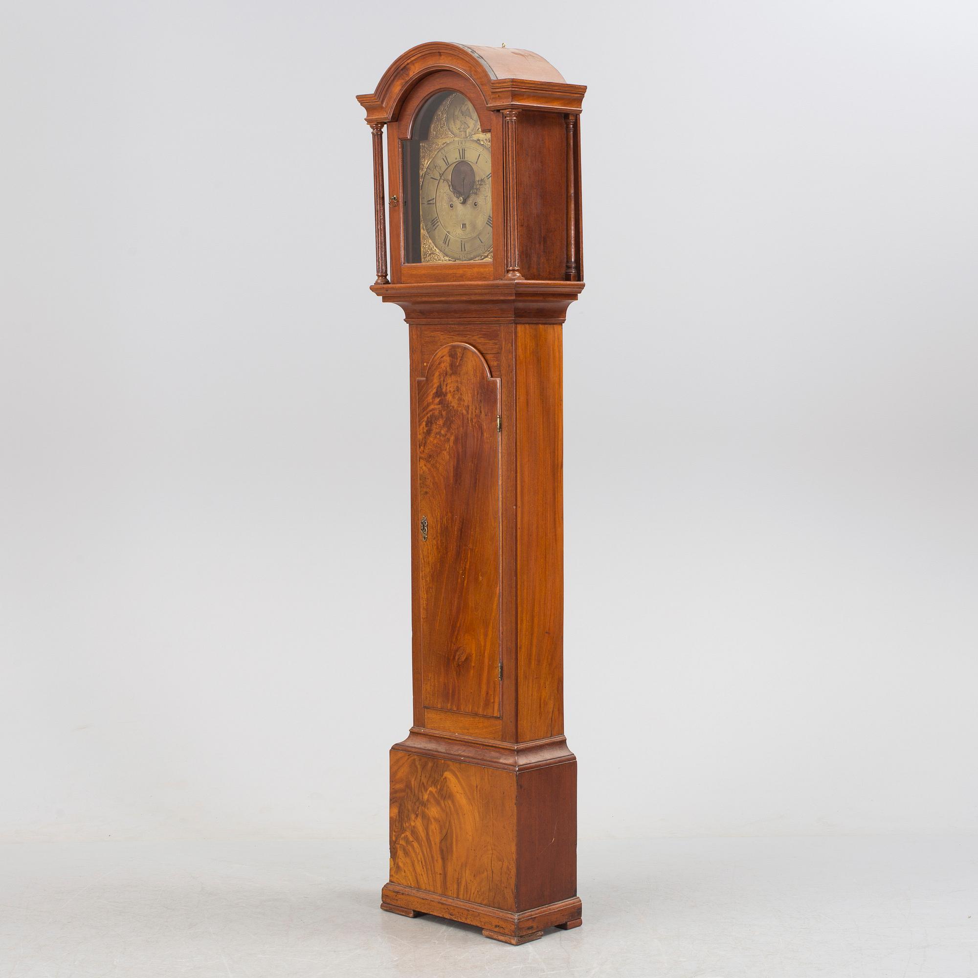 A Samuel Raworth mahogany long-case clock, Plymouth, England, late 18th Century.