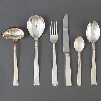 A set of 44 pices silver cutlery by GAB,  20th century.