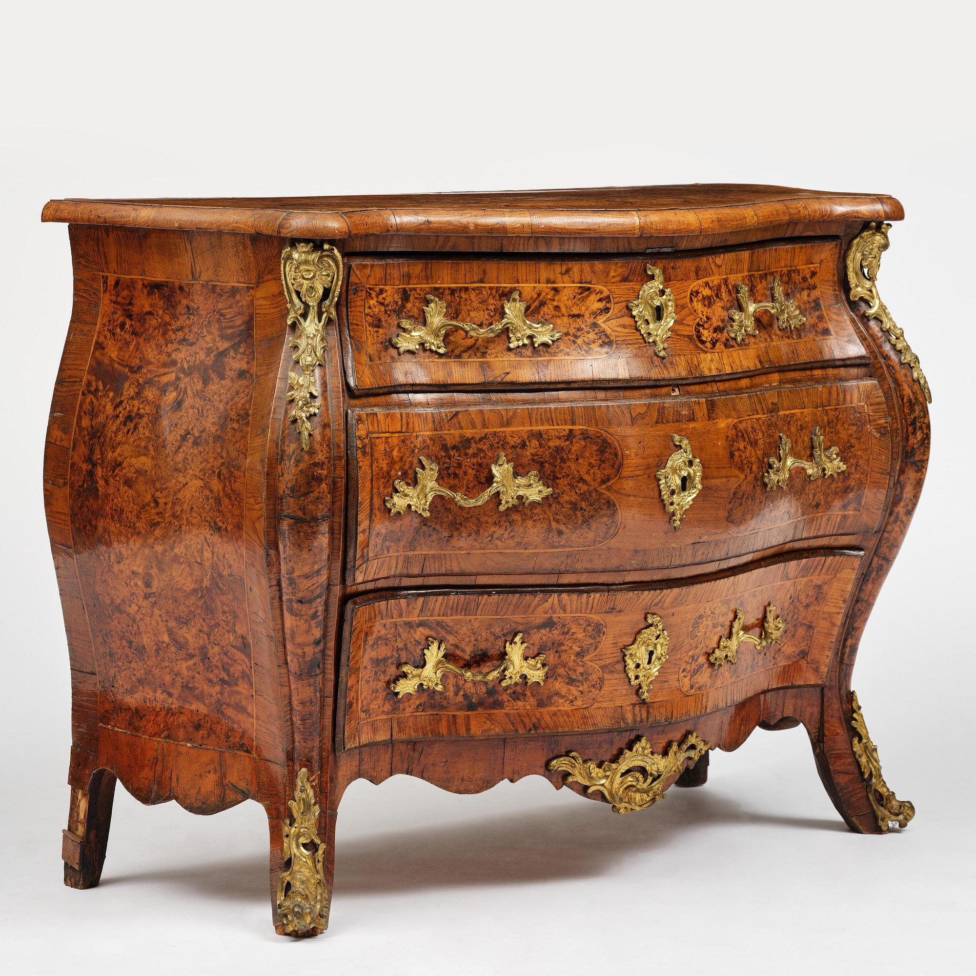 A Swedish rococo parquetry commode attributed to J. Sjölin (master in Köping and Kungsör 1767-85).