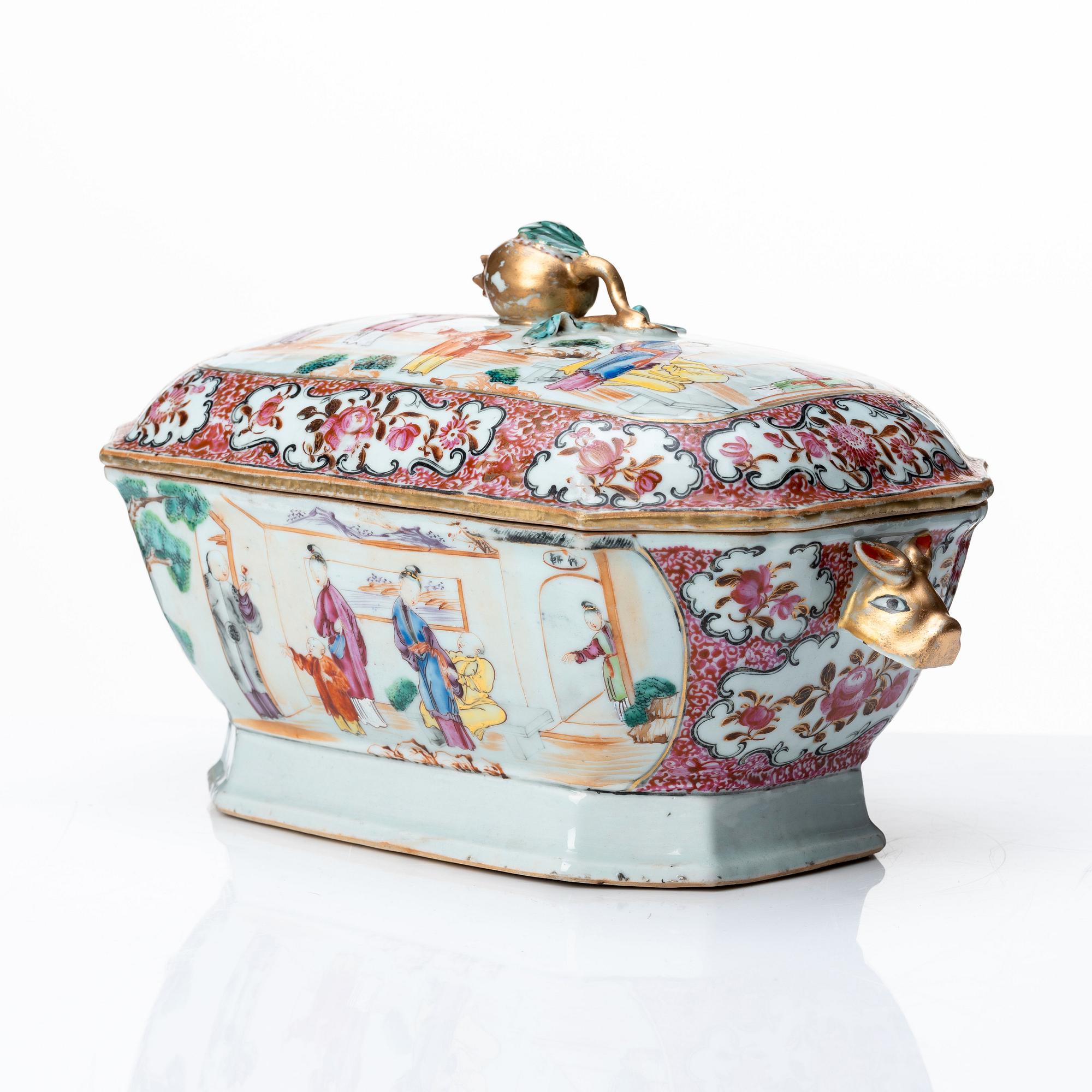 A famille rose tureen with cover, Qing dynasty, Qianlong (1736-95).