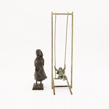 Monika Meschke, sculptures 2 pcs, one signed and numbered 1/8 in bronze.