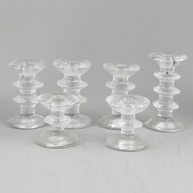 TIMO SARPANEVA, ljusstakar 6 st, glas, "Festivo", Iittala, 1970-tal.