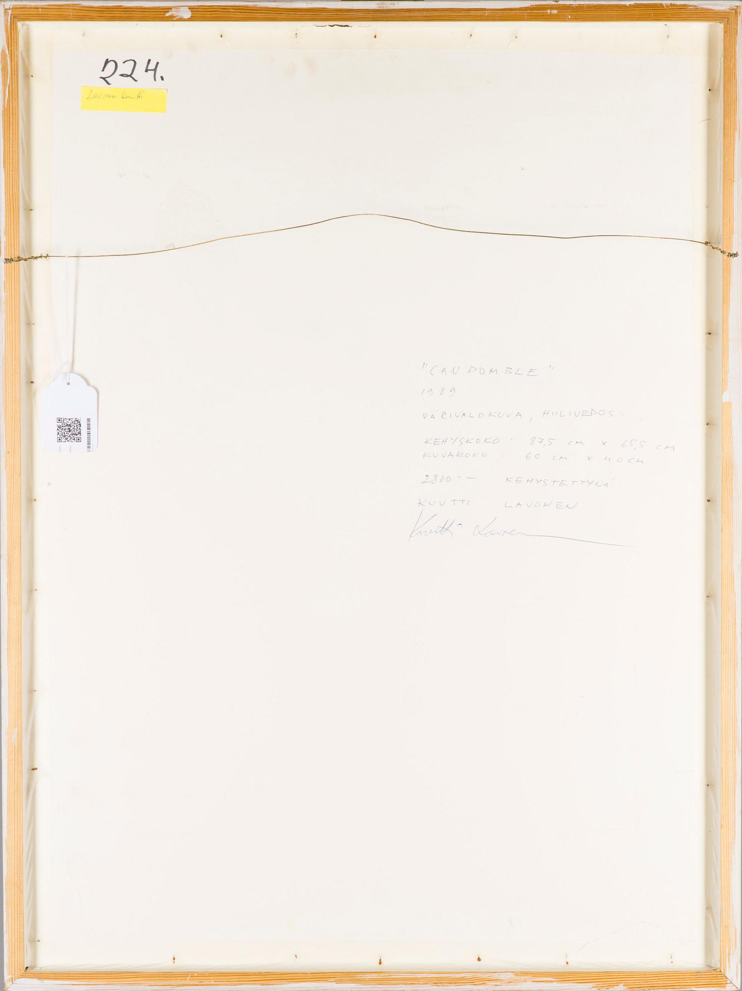 KUUTTI LAVONEN, fotografi, carbon print, signerad och daterad 1989, numrerad 1/3.