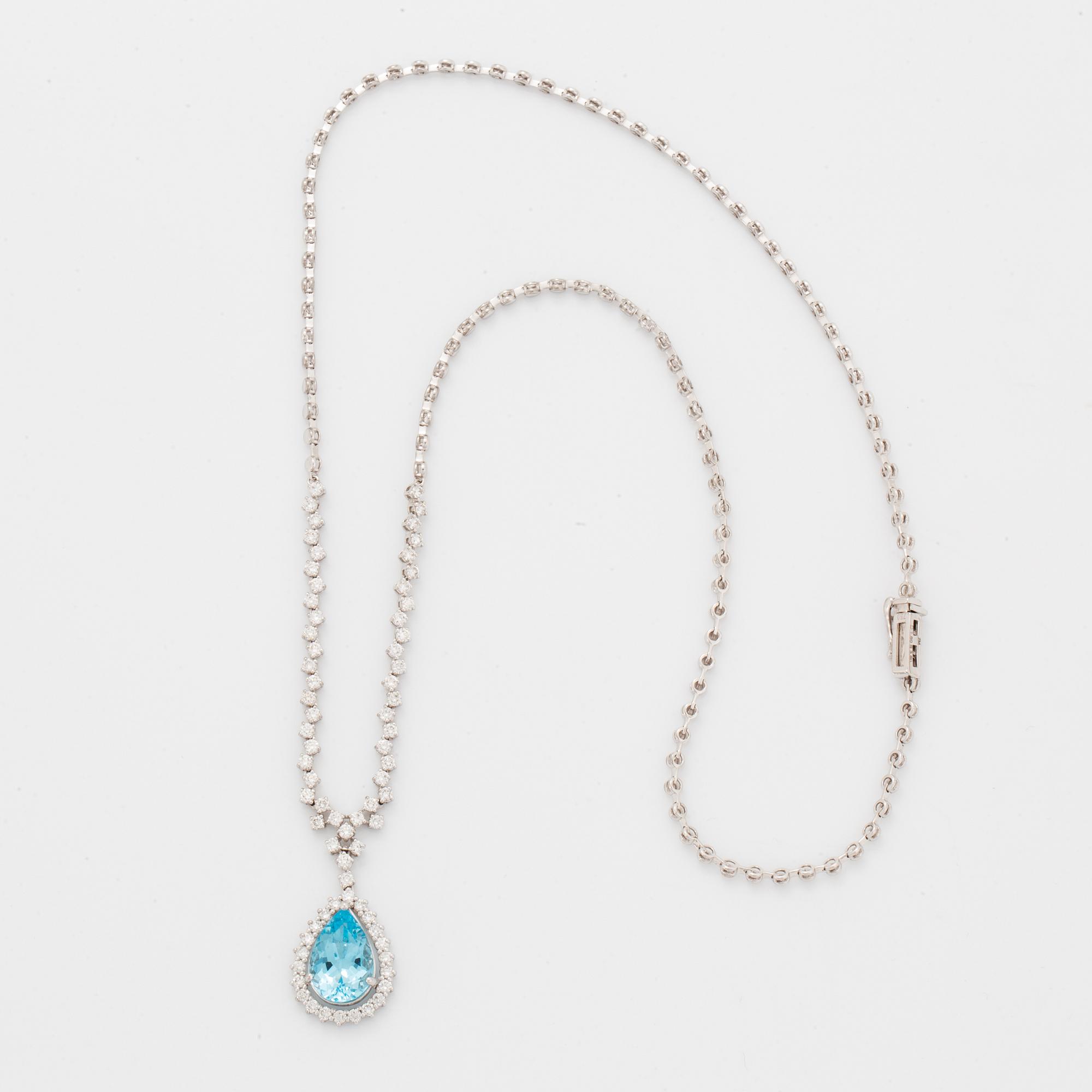 Topaz and brilliant-cut diamond necklace.