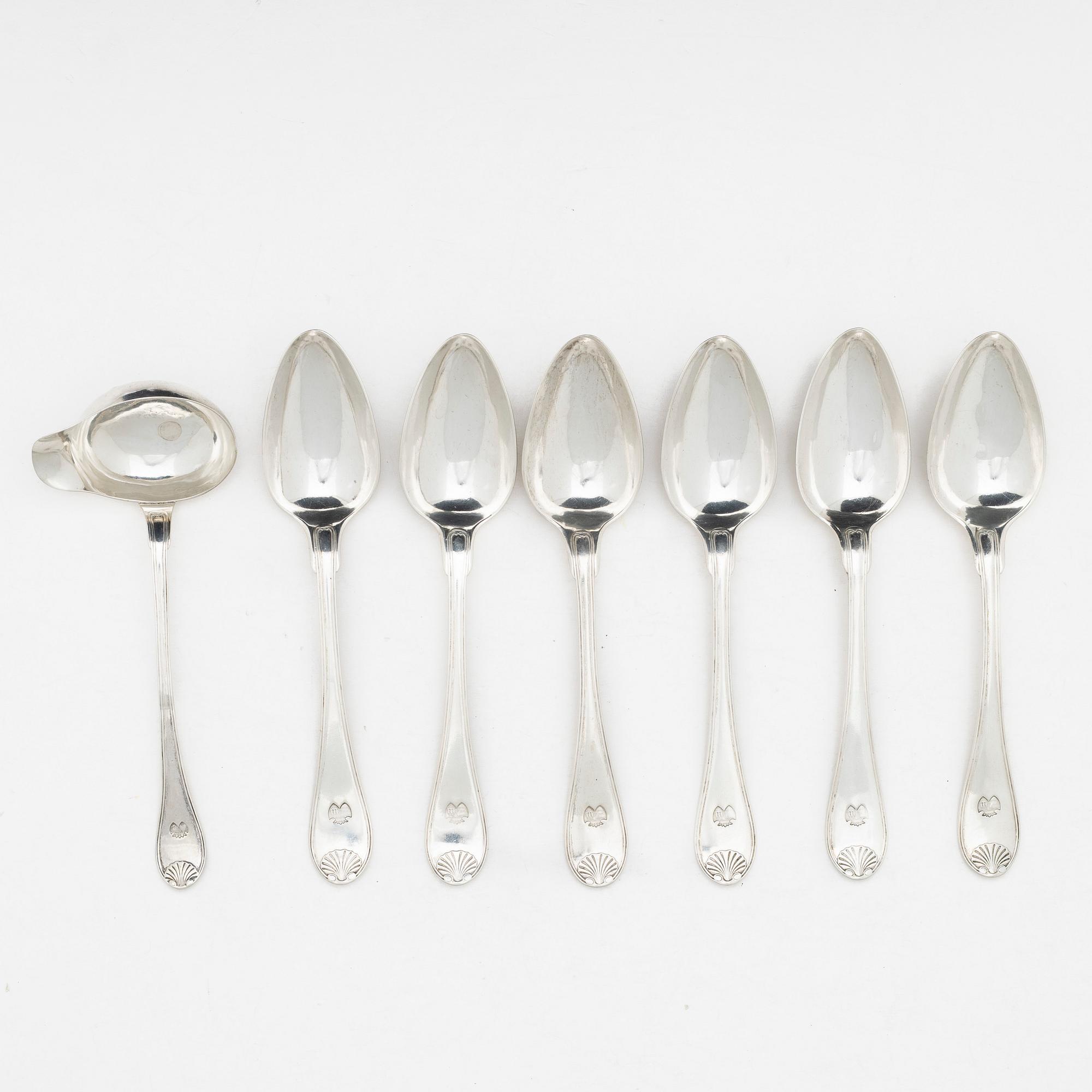 Johan Petter Grönvall, Matskedar, 6 st samt såssked, Stockholm 1826-1827.