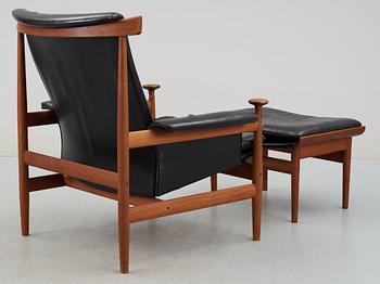 FINN JUHL, fåtölj med fotpall "Bwana" France & Son Danmark, 1960-tal.