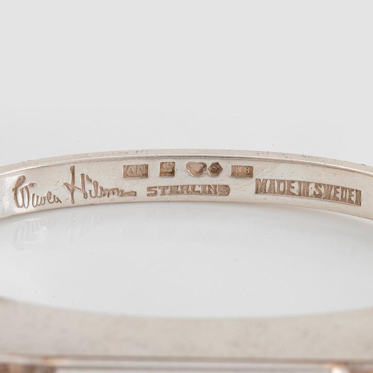 Wiwen Nilsson, a sterling and rock crystal bangle, Lund 1939, stamped MADE IN SWEDEN,