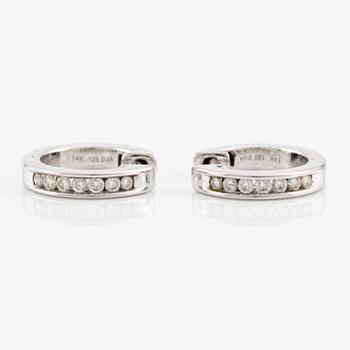 Hoop earrings, 14K white gold with brilliant-cut diamonds.