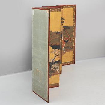 A six fold Japanese Byobu folding screen, Meiji period (1868-1912).