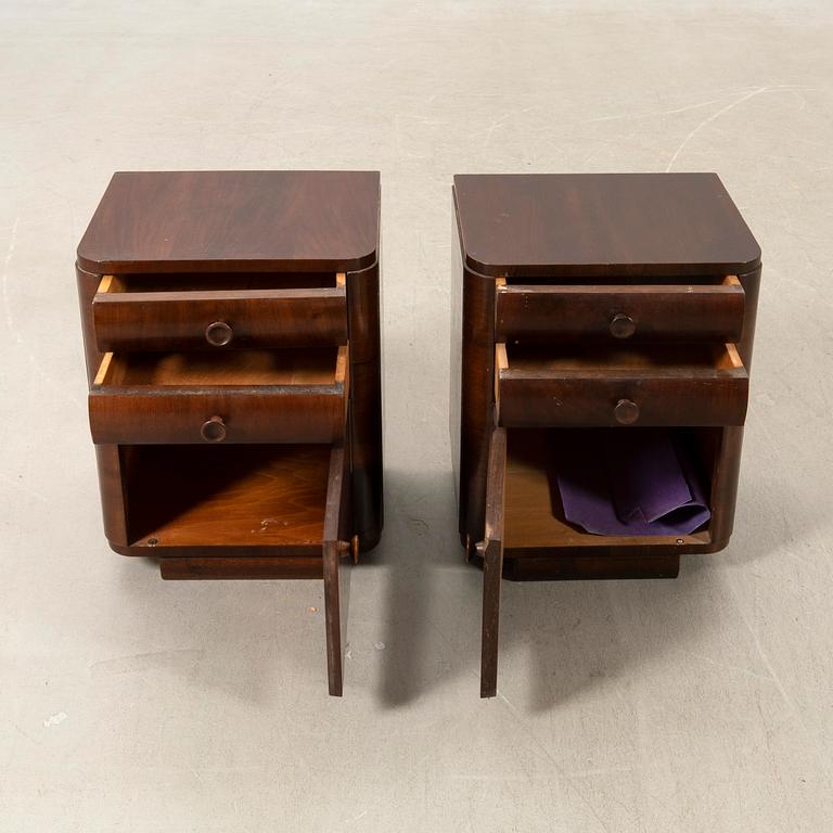 Bedside tables, a pair, Art Deco, first half of the 20th century.