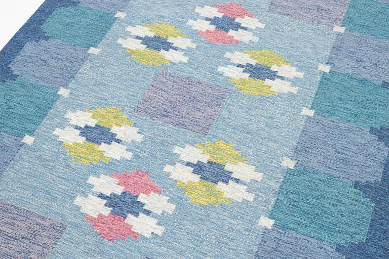 Ingegerd Silow, a 'Siljan' flat weave rug, signed IS, c. 275 x 185 cm.