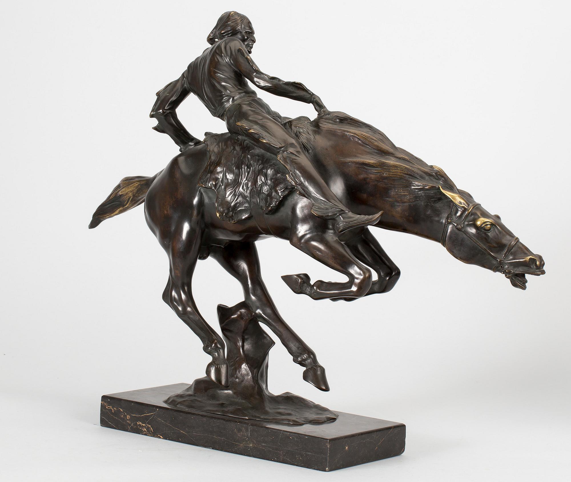 BRUNO ZACH, skulptur, patinerad brons,  Märkt Argentor Vienna. Monogramsignerad BZ.