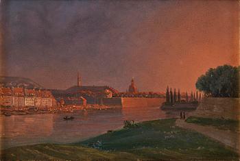 871. Knud Andreassen Baade, View over Dresden at sunset.
