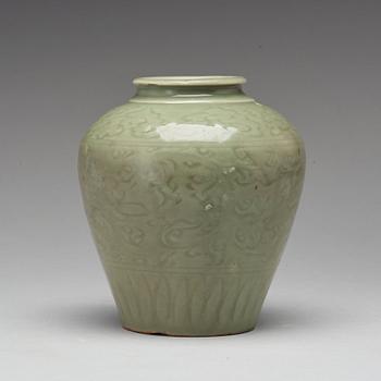 A celadon jar, Ming dynasty (1368-1644).