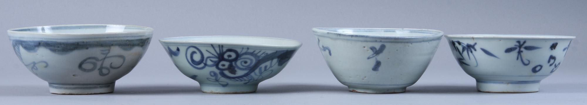 SKÅLAR, 4 st, porslin, Kina, 1600-tal.