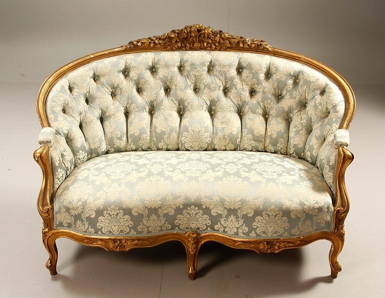 SALONGSGRUPP, 7 delar, rokokostil, 1900-talets första hälft.