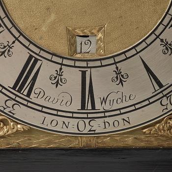 An English early 18th century table clock, dial signed David Wyche London.