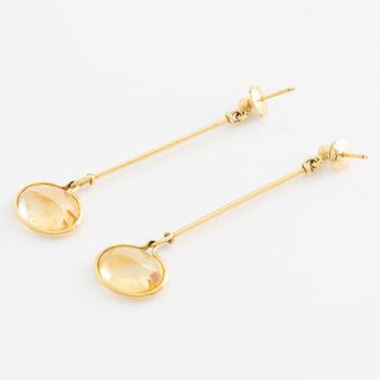 Georg Jensen, earrings "Savannah", 18K gold with citrines.