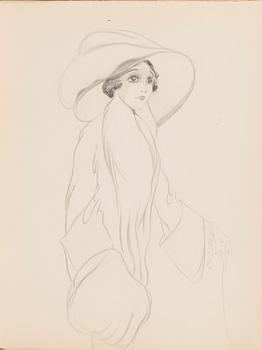 CARL JENSEN-CARLÉN, a scetch book with drawings, mixed media, 27 pages, partially signed C.C.