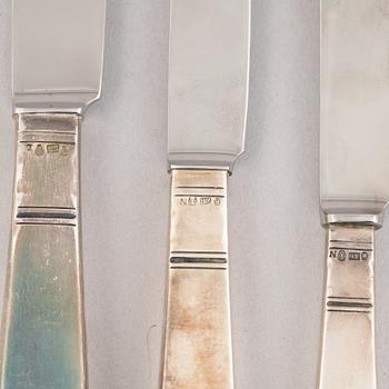 Jacob Ängman, an 85-piece silver flat wear set, "Rosenholm", GAB, Stockholm, Sweden, 1945-53.
