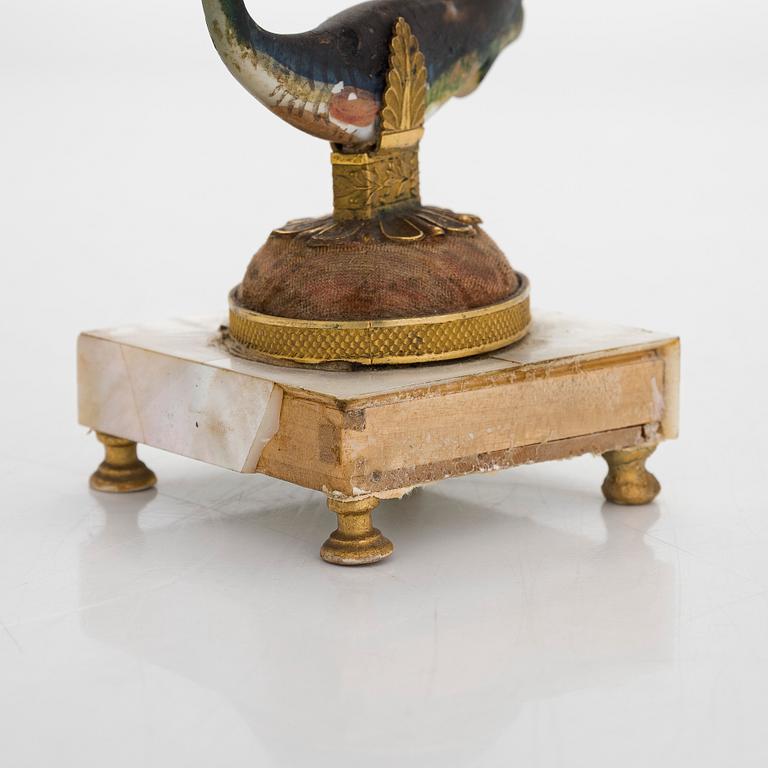 An Empire style sewing box with reel stand, first half of the 19th century.