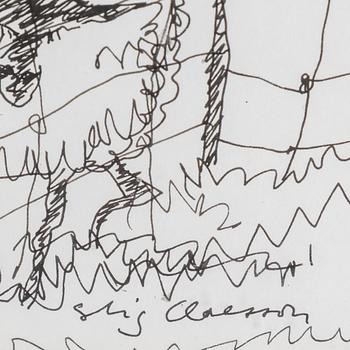 STIG CLAESSON, tuschteckning, signerad.