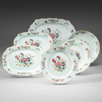 254. A part famille rose dinner service, Qing dynasty, Qianlong (1736-95).