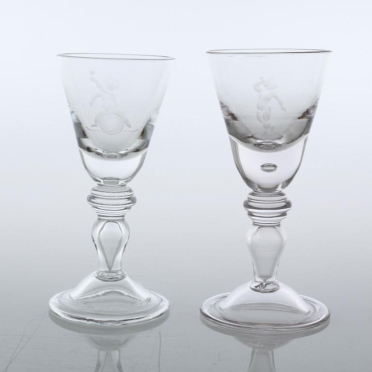 GLAS, 15 st, Kjell Löwenadler, delvis signerade, 1900-talets första hälft.