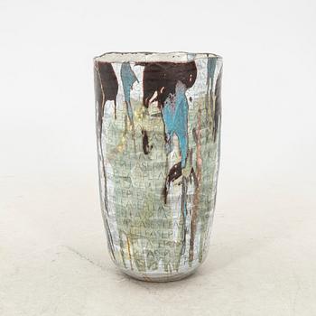 Eva Bengtsson, a signed "Please" floor vase stoneware own work shop.