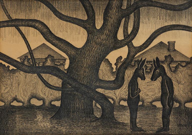 Valentina Kropivnitskaya, "Two animals and a tree".