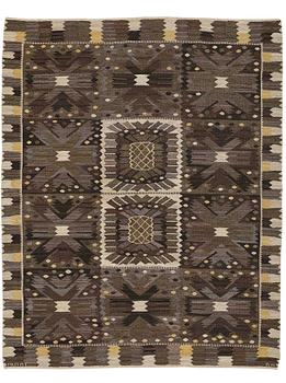 227. Barbro Nilsson, A carpet, "Nejlikan gråsvart", flat weave, ca 273,5 x 213,5-219,5 cm, signed AB MMF BN.