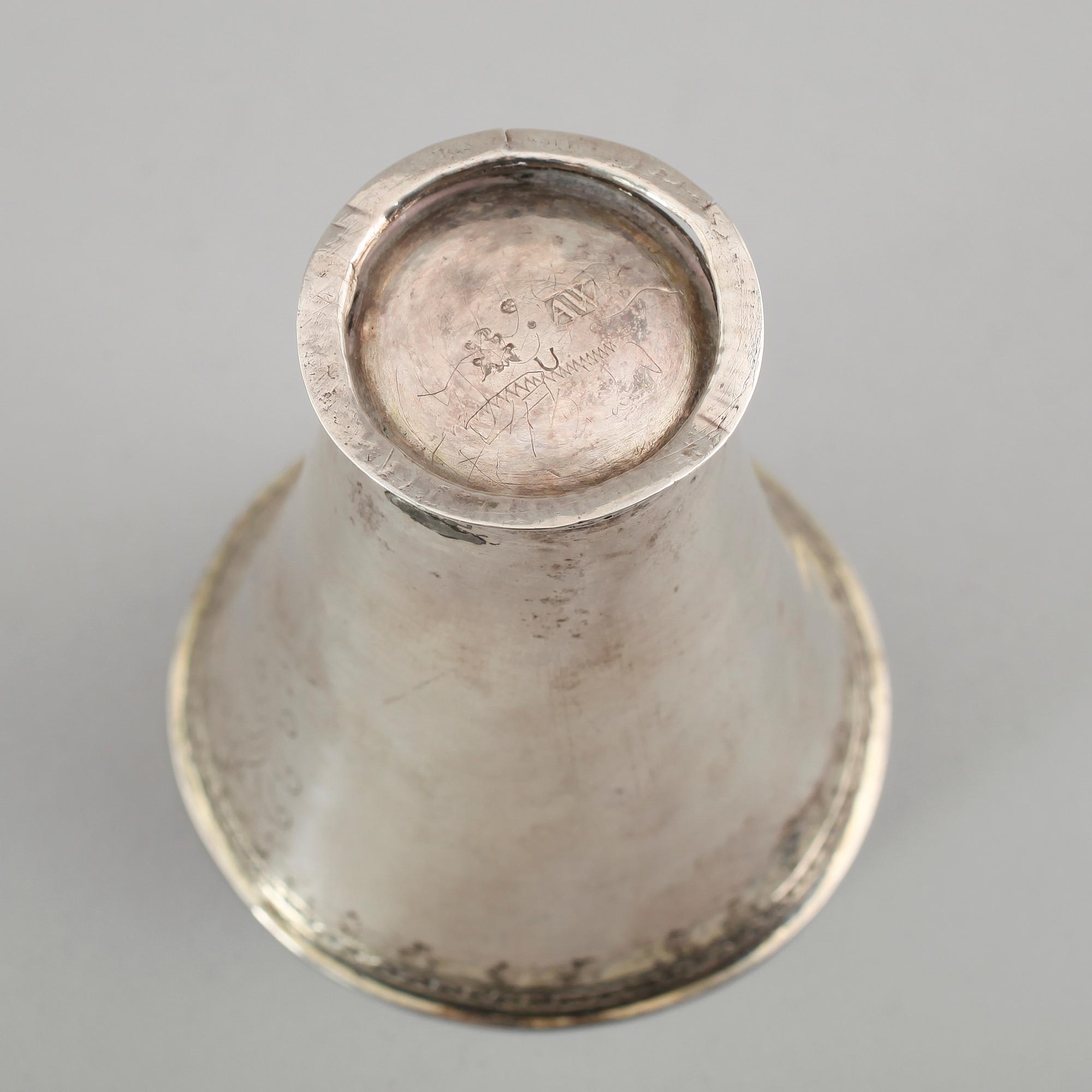 BÄGARE, silver, Aron Wangstelius, Torshälla 1778. Vikt ca 59 g.