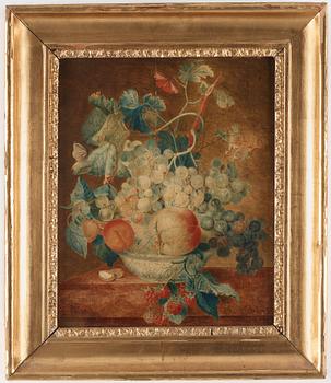 Francina Margaretha van Huysum Circle of, Still life with flowers, fruits and insects (2).