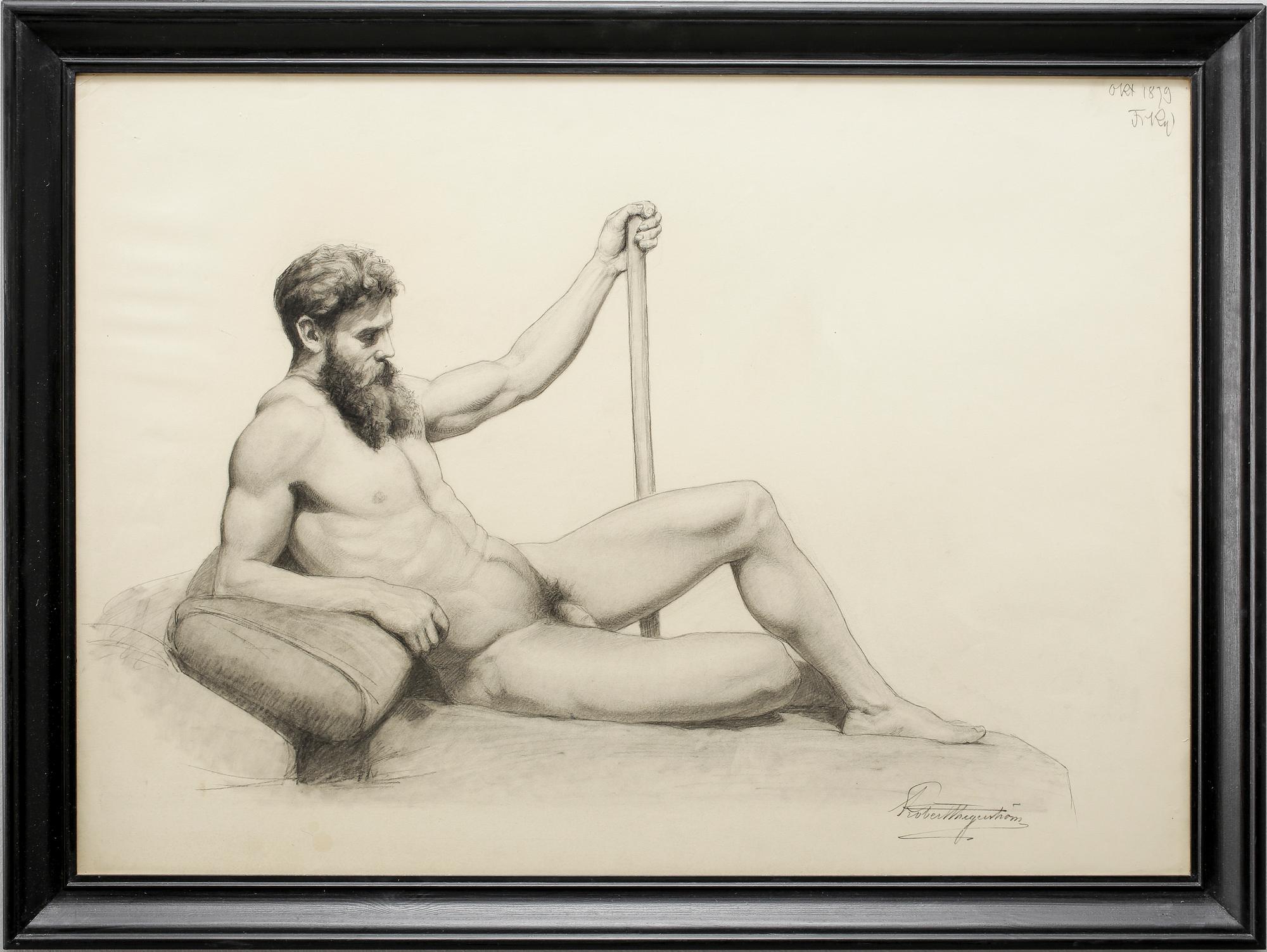 ROBERT THEGERSTRÖM, kol på papper, Signerad Robert Thegerström och approberad okt 1879.