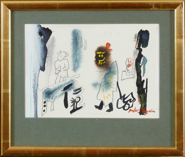 ANDERS FOGELIN, blandteknik, signerad.