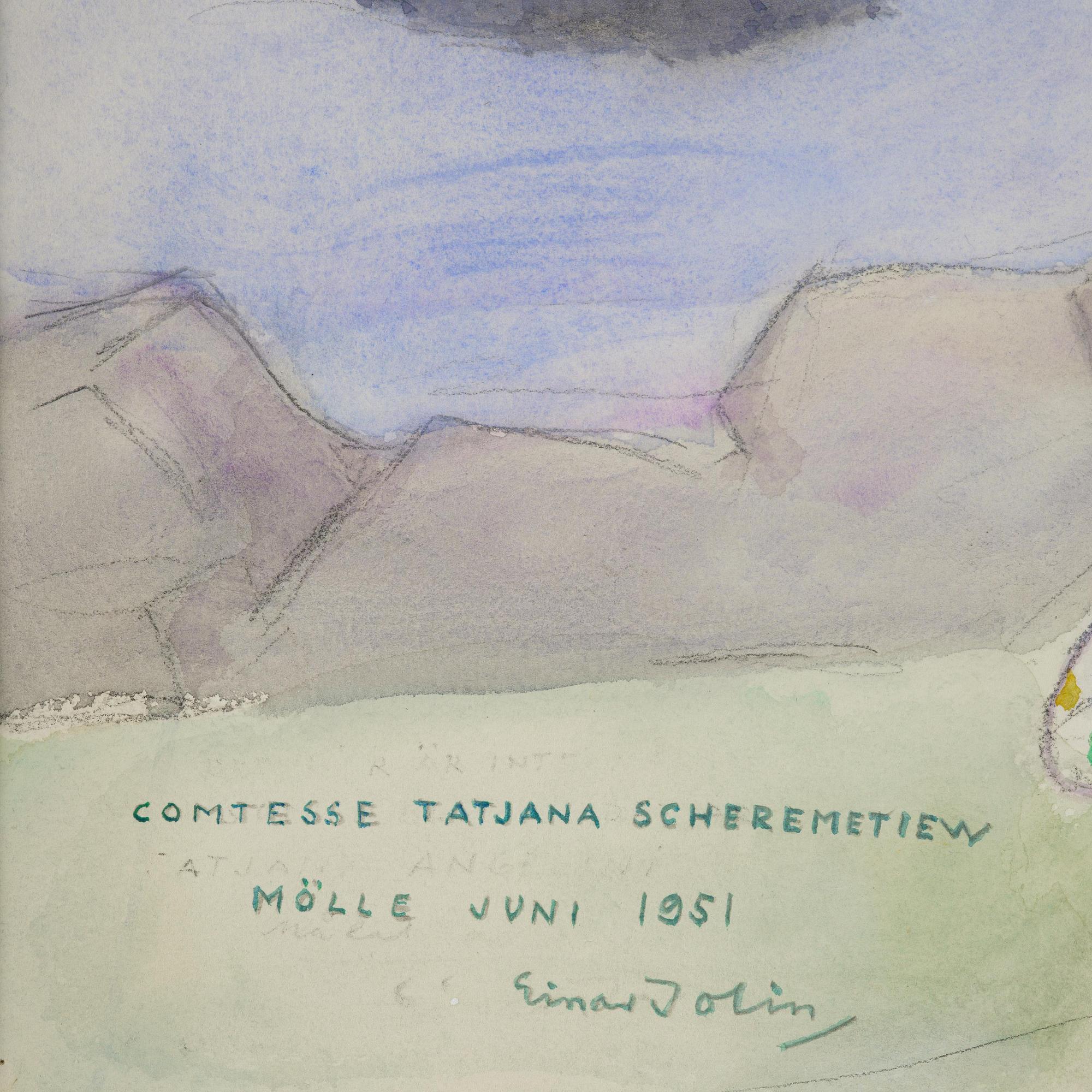 Einar Jolin, Tatiana Scheremetiew in Mölle in a polka dot skirt.