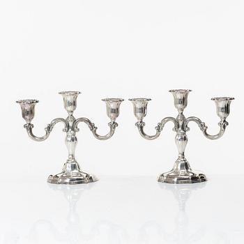 A pair of silver candelabra, Norway, mid-20th Century.