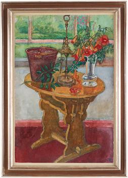 Hilding Linnqvist, "Trumpetblommor på terassbord".