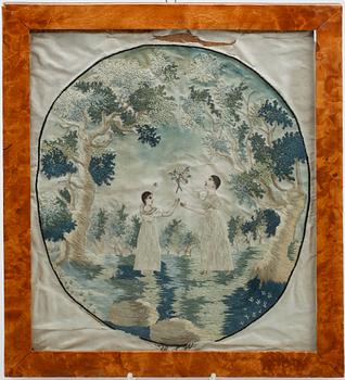 SIDENBRODERI, tidigt 1800-tal.